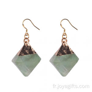 Incroyable arc-en-ciel naturel brut Fluorite boucles d’oreilles pendantes